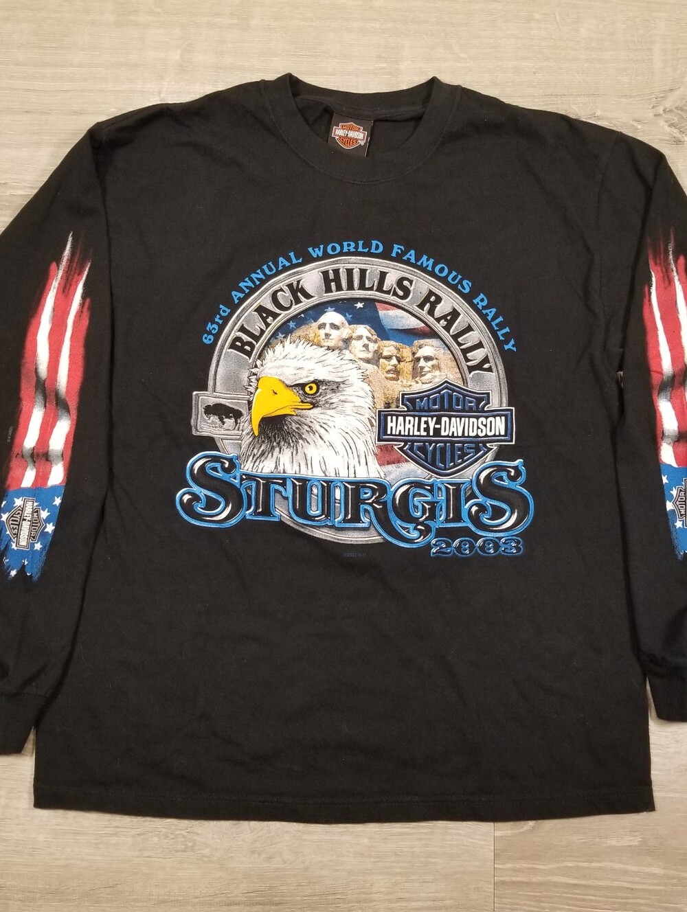 VTG Harley Davidson Sturgis 2003 Long Sleeve Shirt Mens Large Front Back Sleeve